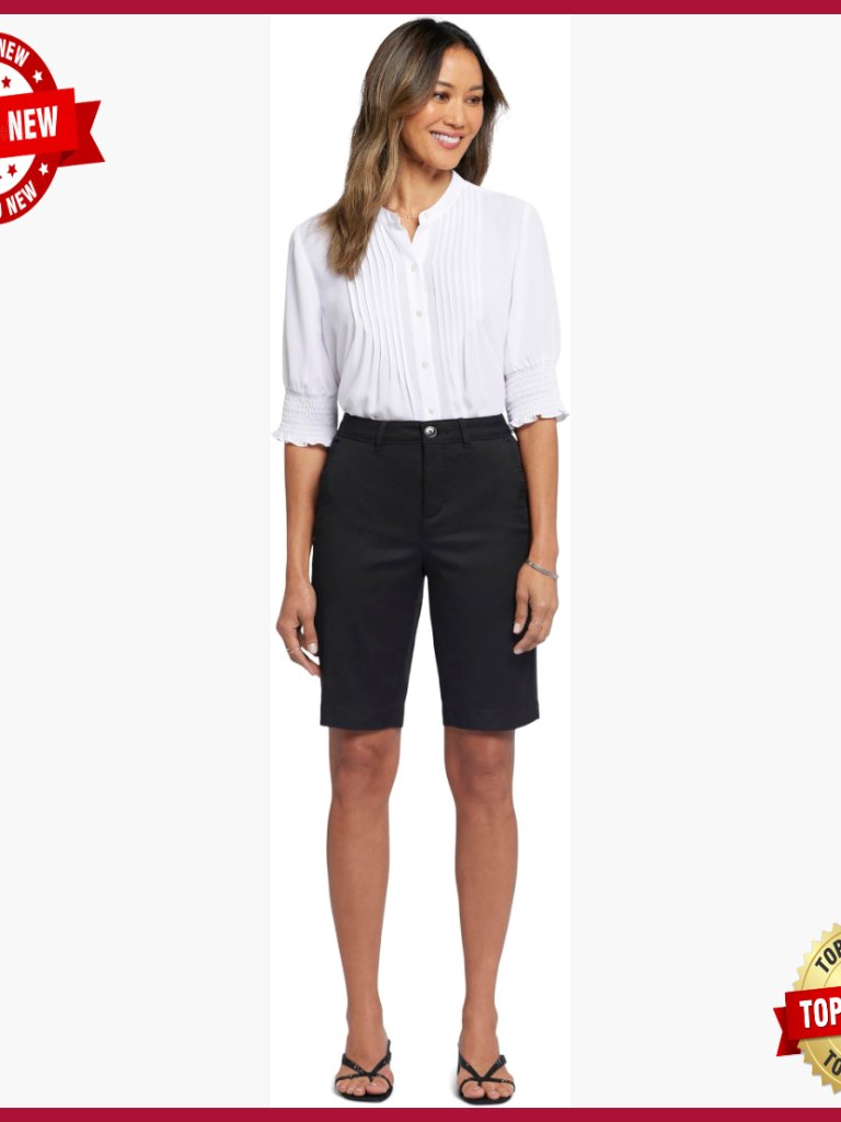 Nydj Bermuda Shorts - Stretch Cotton, High Rise, 11" Inseam, Lift Tuck